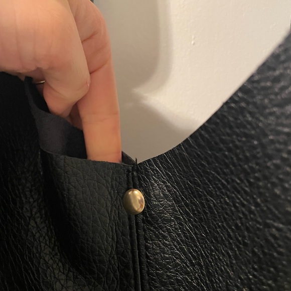 Anthropologie Black Leather Knot-Top Shoulder Bag - Picture 6 of 8